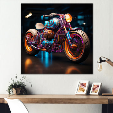 Pop Art Motor Cycle - Motorcycle Canvas Wall Art